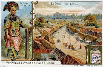 Coree: Seoul Street és női jelmez - chromo Liébig, v.1900 alkotó: French School