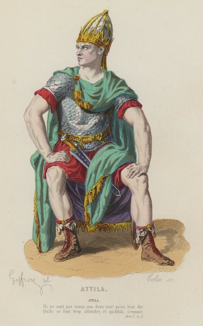 Corneille Attila, I. felvonás, Sc I (színes metszet) alkotó: French School