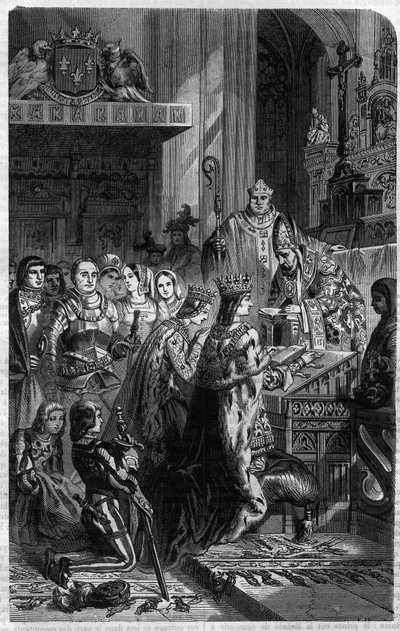 I. Otton császár (912-973) megkoronázása XII. János pápa által 962-ben Maurice Lachatre „Histoire des Papes-King-Queen-and-Empereurs a travers les centuries” című metszete. alkotó: French School