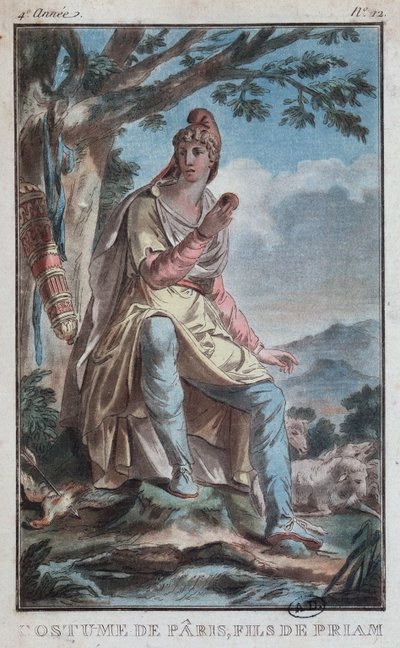 Jelmeztervezés Párizsnak, mint pásztor az Ida-hegyen alkotó: French School