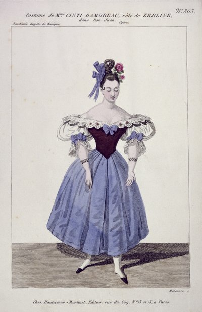 Madame Cinti Damoreau jelmeze Zerlina szerepében Don Giovanniban, Maleuvre metszet, Hautecoeur-Martinet nyomta alkotó: French School