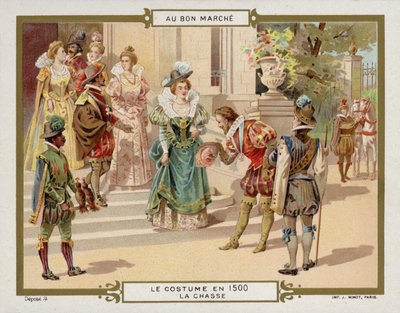 Jelmez 1500-ban - vadászat (chromolitho) alkotó: French School