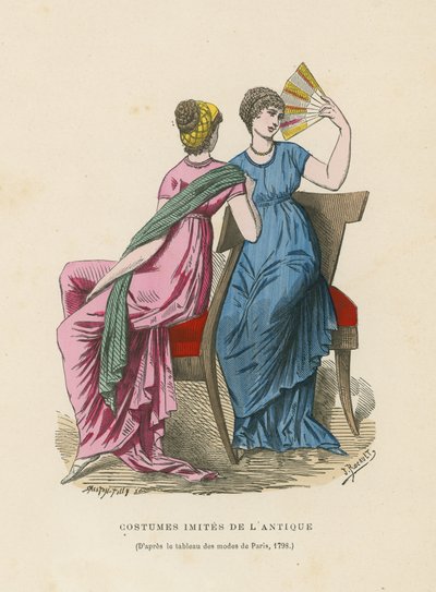 Az ókor viseletét utánzó jelmezek, 1798 alkotó: French School