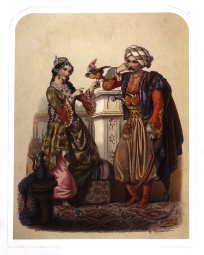 Pár Törökországban, 1850 körül (litográfia) alkotó: French School