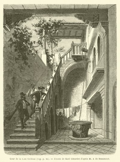Casa Goldoni udvara (metszet) alkotó: French School