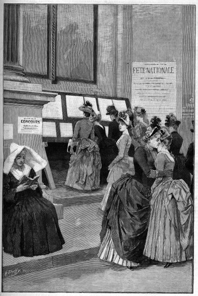 Cour des Tuileries: A Hotel de Ville de Paris felvételi vizsgáinak eredményei fiatal lányok számára 1887-ben. alkotó: French School