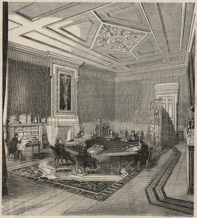 Számvevőszék – bizottsági szoba – Edmond Texier 1852-es metszete „Tableau-de-Paris”-ban alkotó: French School