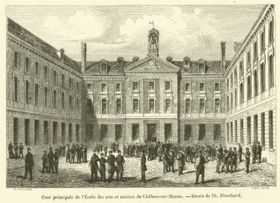 A Chalons-sur-Marne-i Iparművészeti Iskola fő udvara (metszet) alkotó: French School