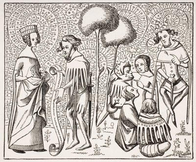 A Provence-i Szerelem udvara egy 14. századi kézirat után, Paul Lacroix (1806-84) Le Moyen Age et La Renaissance című művéből, 1847-ben megjelent alkotó: French School