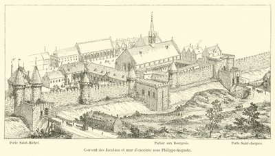 A jakobinusok kolostora és a Philippe-Auguste alatti kerítésfal alkotó: French School