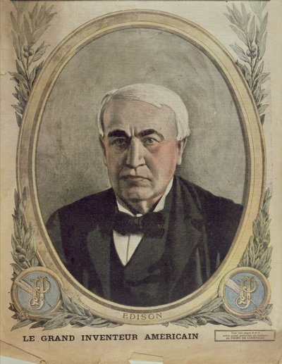 A Le Petit Journal címlapillusztrációja, amely Thomas Alva Edisont ábrázolja, 1917 alkotó: French School