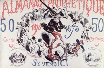 Egy Nostradamust ábrázoló prófétai almanach borítója, 1873 alkotó: French School