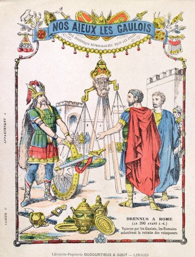 Brennus legendáját ábrázoló iskolai füzet borítója (i.e. 389 körül) alkotó: French School