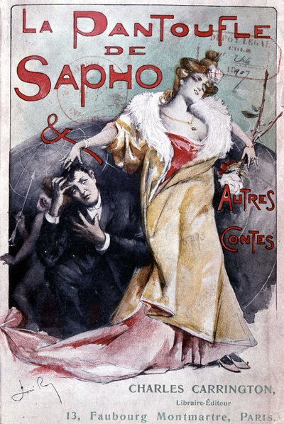 A „” Sapho papucs és más mesék” című népszerű regény borítója”, szerk. Carrington, Párizs, 19. század vége – B.N. alkotó: French School