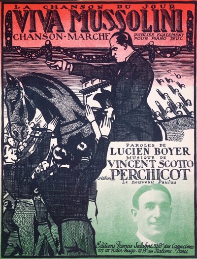 Vincent Scotto (1876-1952) és Lucien Boyer Viva Mussolini kottalapjának borítója, 1920-as évek alkotó: French School