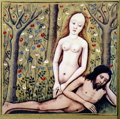 Ádám combjának megteremtése Éva - Boccace "Des dames de renom" című műve után, chromo. alkotó: French School