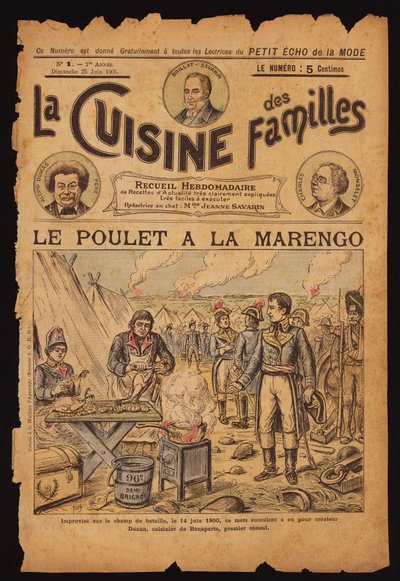 A Marengo csirke megalkotása (színes metszet) alkotó: French School