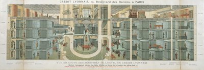 A Credit Lyonnais alagsorának keresztmetszete, 19 Boulevard des Italiens, 1878-82 körül alkotó: French School