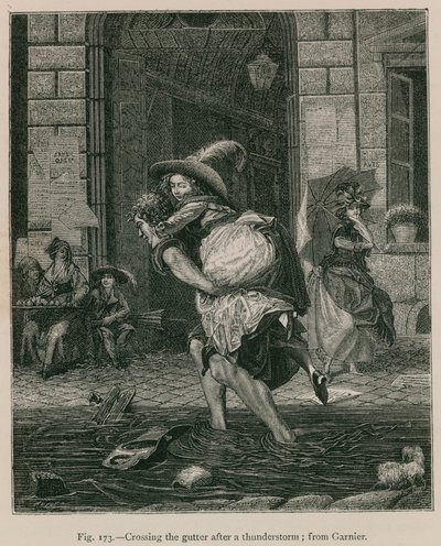 Átkelés az ereszcsatornán zivatar után; a Garniertől alkotó: French School