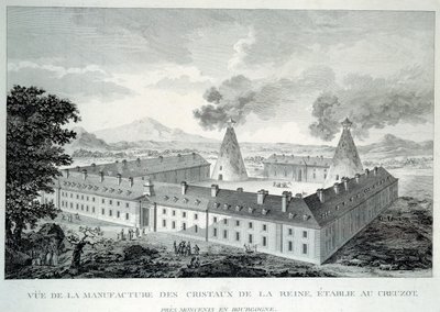 Marie Antoinette királynő kristálymunkái a burgundi Moncenis melletti Creusotban. Metszet 1787-ből. Le Creusot, Ecomusee alkotó: French School