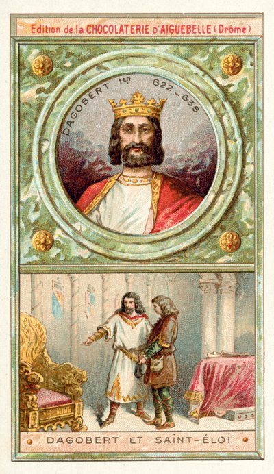 I. Dagobert és Szent Eloi, 7. század (chromolitho) alkotó: French School