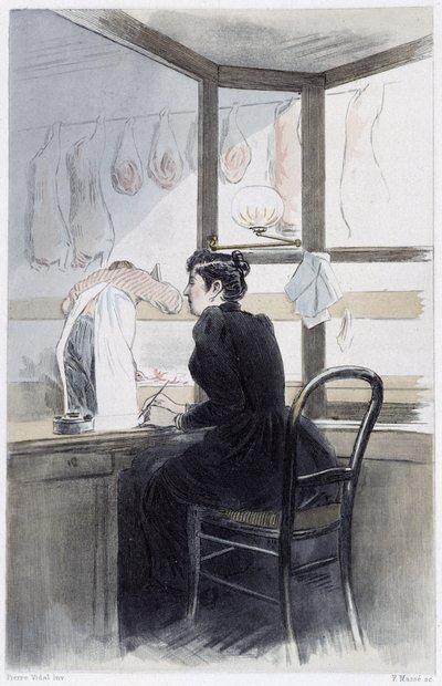Pénztáros (a hentesnél) – Pierre Vidal „A nő Párizsban” című művében alkotó: French School