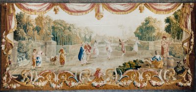 Tánc a parkban, Aubusson Tapestry Workshop, 1782 körül (gyapjú és selyem) alkotó: French School