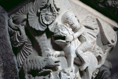 David Slaying the Lion (a nagybetű részlete) 1130 körül (kő) alkotó: French School