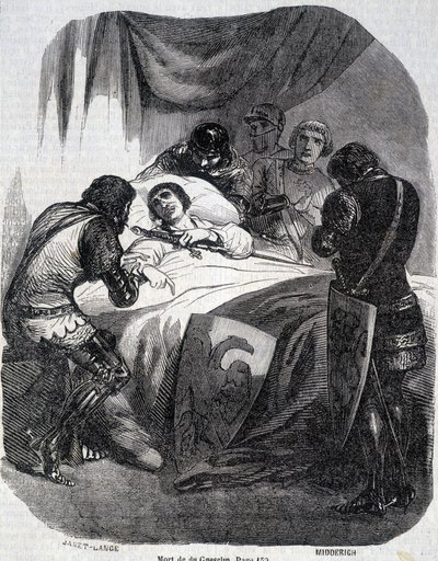 Du Guesclin halála 1380-ban – L.-P. „” Histoire de France” című könyvében. Anquetil alkotó: French School