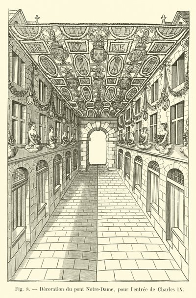 A Notre-Dame híd dísze, IX. Károly bejáratához alkotó: French School
