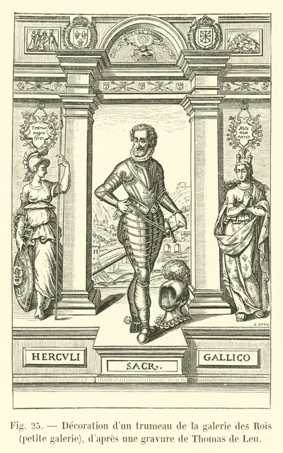 Egy trumeau díszítése a Galerie des Rois kis galériában, Thomas de Leu metszete után alkotó: French School