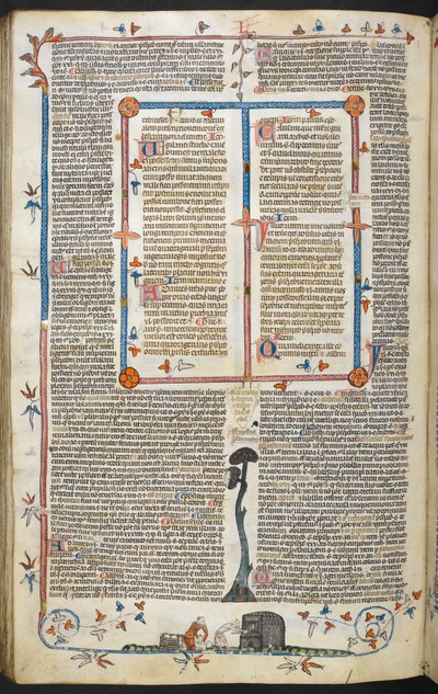 IX. Gergely dekrétái pármai Bernard fényével (a "Smithfield Decretals"), MS Royal MS 10 E IV, f.145v, c.1300-40 (tintával pergamenre) alkotó: French School