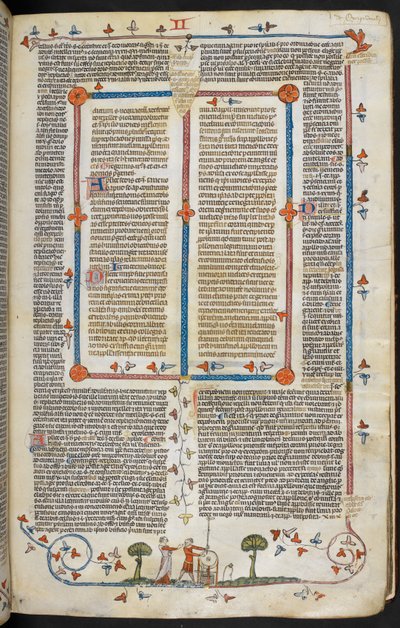 IX. Gergely dekrétái pármai Bernard fényével (a "Smithfield Decretals"), MS Royal MS 10 E IV, f.144r, c.1300-40 (tintával pergamenre) alkotó: French School