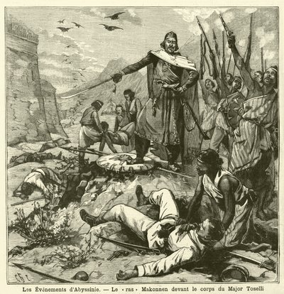 Az olaszok veresége az amba alagi csatában, első olasz-etióp háború (metszet) alkotó: French School