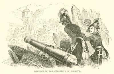 Verteidigung der Vororte von Cordova (Gravur) von French School