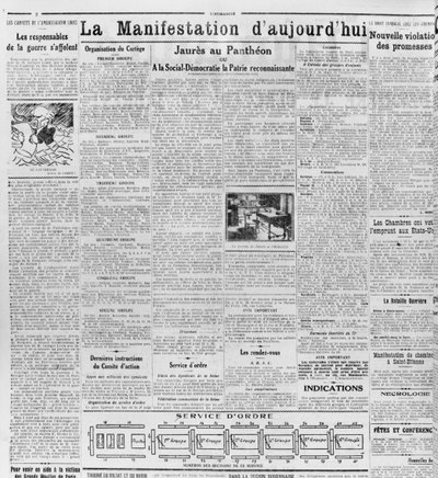 A nap bemutatója, Jaures a Pantheonban, LHumanite-ból, 1924. november 23. (nyomtatott papír) alkotó: French School