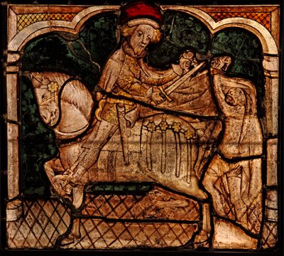 Szent Mártont ábrázolja, amint felosztja köpenyét, eredetileg a bretagne-i Betton templomból származik alkotó: French School