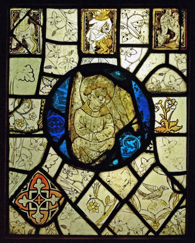 Grisaille ábrázolása groteszkekkel és angyallal; Normandia alkotó: French School