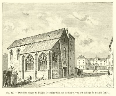 A Saint-Jean de Lateran templom utolsó maradványai és a College de France képe, 1854 alkotó: French School