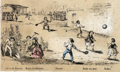 Gyermekek szabadidős és játékleírása: labda- és labdajátékok (falra labda, tenyérjáték) és kertészkedés. „” les jeux de l