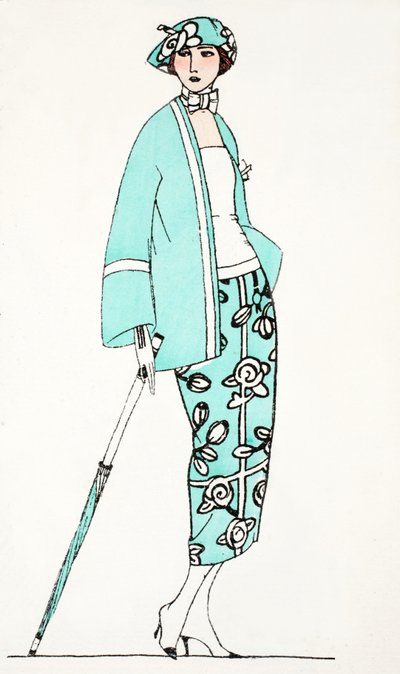 Tervezés egy nappali ruha számára, 1919 (pochoir print) alkotó: French School