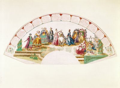 Tervezés egy rajongó számára, aki a Népek Táncát és Karneválját ünnepli, 1733 alkotó: French School