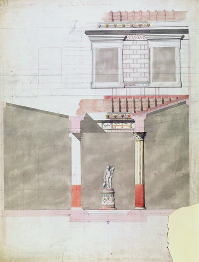 III. Napóleon herceg (1808-73) pompeji palotájának átriumának terve (wc papíron) alkotó: French School