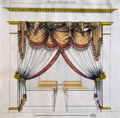 Két ággyal ellátott fülke kialakítása (első birodalom időszaka), illusztráció, Franciaország alkotó: French School