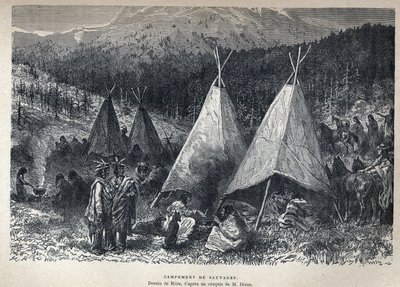 Felfedezte Kanadát: Amerikai indián tábor pólókkal. Riou rajza Dixon vázlatából. A 19. század végi metszete Eugene Guenin „La nouvelle France”-jában. alkotó: French School