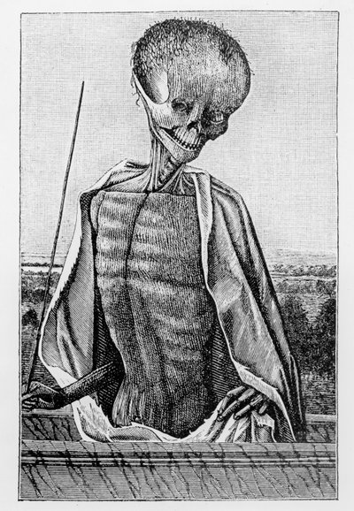 Doktor halál, az órák könyvéből, illusztráció a középkori és reneszánsz tudomány és irodalomból, írta és metszett Paul Lacroix, 1878 alkotó: French School