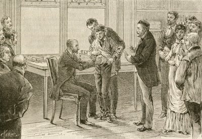 Pasteur doktor veszettséggel fertőzött fiút vizsgál. 19. század (metszet) alkotó: French School