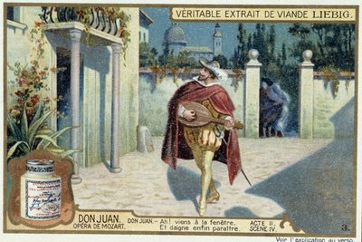 Don Juan: II. felvonás, IV. jelenet, Szerenád, Don Juan – chromo Liebig alkotó: French School