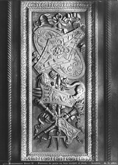 Ajtótábla, Henri II stílus, 1556 körül (aranyozott fa) alkotó: French School