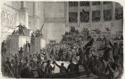 Orléans-i hercegnő a Chambre des Deputes-ban (1848), Párizs, Franciaország - 1848-as forradalom - Az orléans-i hercegnő a párizsi képviselőházban, a Köztársaság kikiáltásakor” (Helene de Mecklembourg Schwerin, Orléans-i hercegnő tri alkotó: French School
